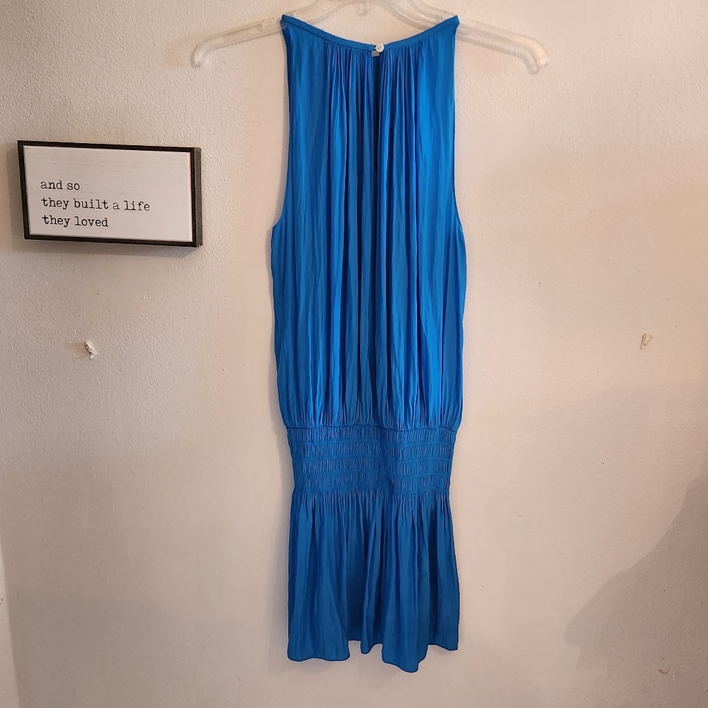 Ramy Brooke Blue Jacqueline Smocked Mini Dress Size Medium - Picture 5 of 11